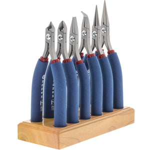 Tronex 6 Piece General Purpose Pliers & Cutters Set With Wood Stand (Long Ergonomic Handles)